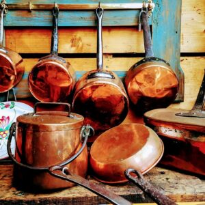 Antiqu Copper Pots and Pans From The Paris Flea Market